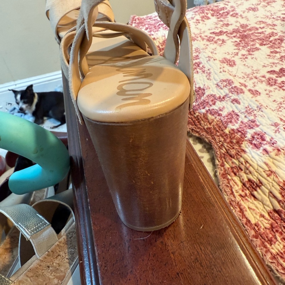 Sam Edelman Cream and Brown Platform Heels